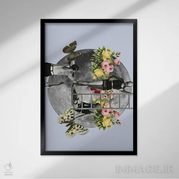 تابلو دکوراتیو ماه مقدس اثر کیکی سی لندن - نمای قابدار مشکی