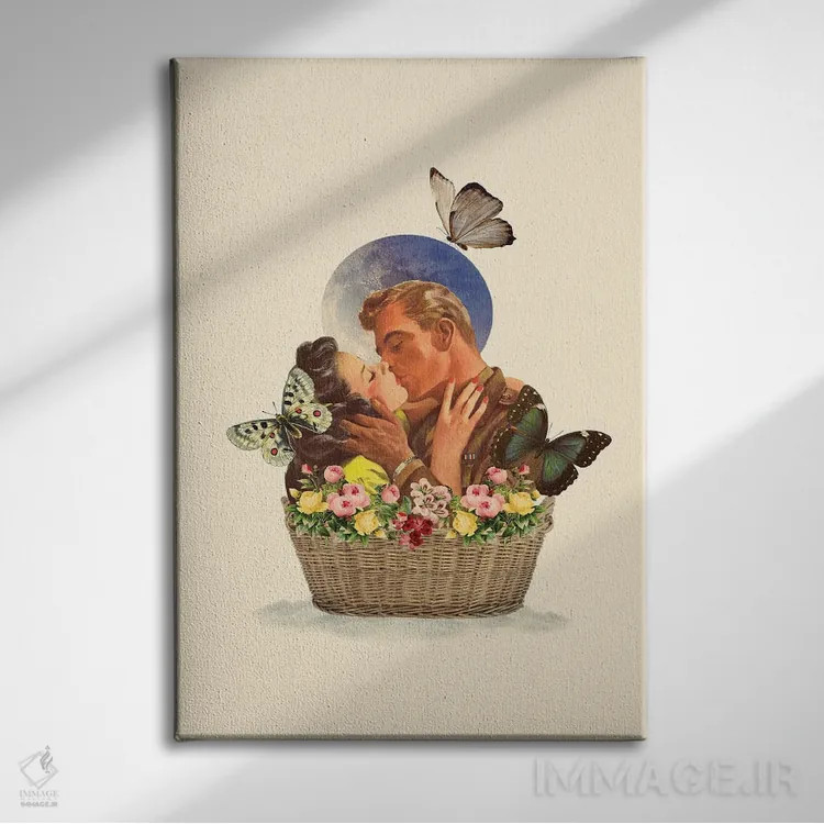 تابلو دکوراتیو سبد عشق اثر کیکی سی لندن - نمای روبهرو روی دیوار