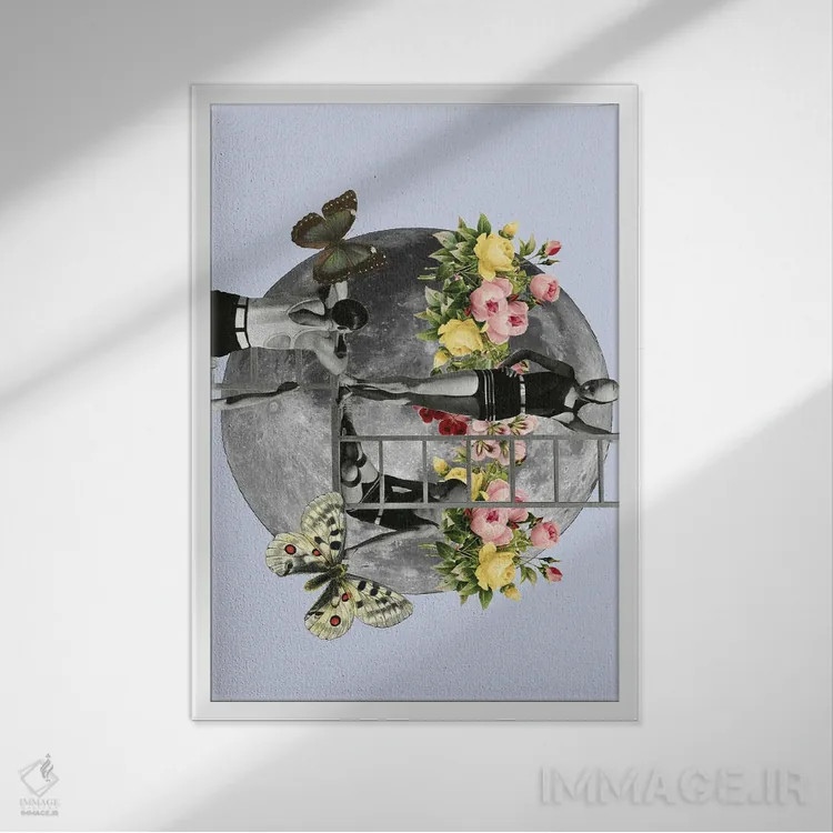 تابلو دکوراتیو ماه مقدس اثر کیکی سی لندن - نمای قابدار سفید