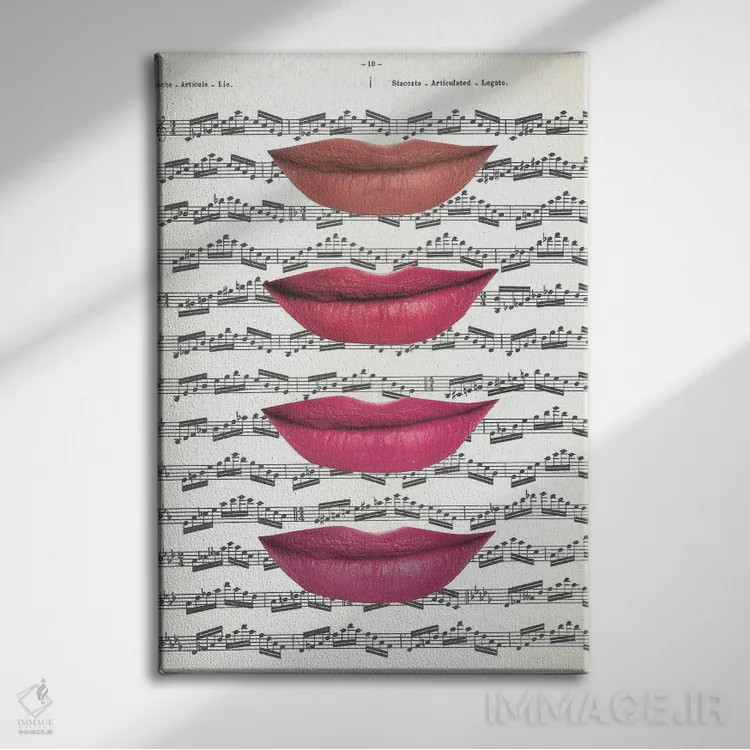 تابلو دکوراتیو بوسیدن موسیقی اثر کیکی سی لندن - نمای روبهرو روی دیوار