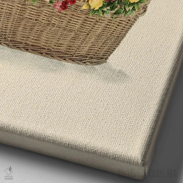 تابلو دکوراتیو سبد عشق اثر کیکی سی لندن - نمای نزدیک بافت بوم