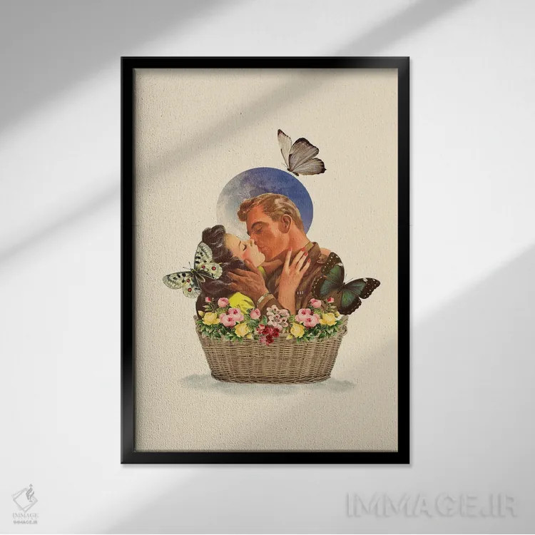 تابلو دکوراتیو سبد عشق اثر کیکی سی لندن - نمای قابدار مشکی