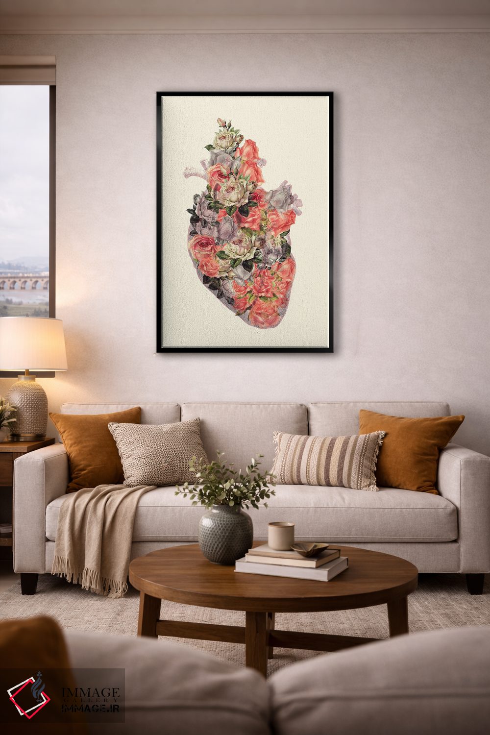 تابلو دکوراتیو قلب گل دار اثر کیکی سی لندن - D5B