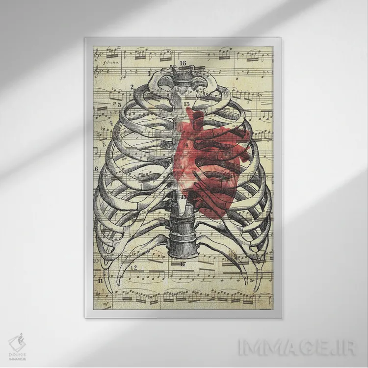 تابلو دکوراتیو ضربان قلب اثر کیکی سی لندن - نمای قابدار سفید