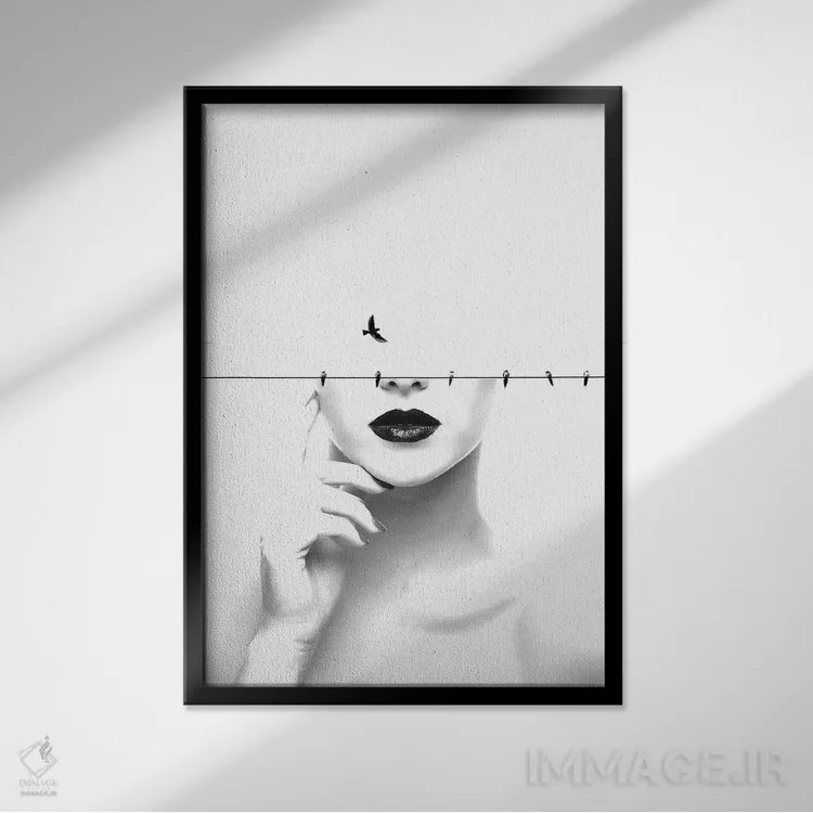 تابلو مینیمال بی فکر اثر کیکی سی لندن - نمای قابدار مشکی