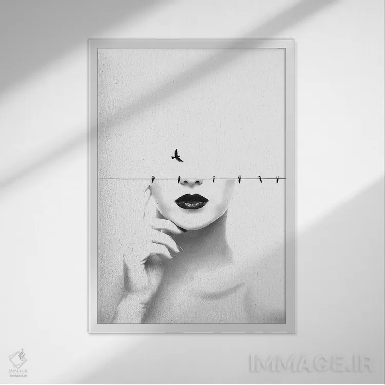 تابلو مینیمال بی فکر اثر کیکی سی لندن - نمای قابدار سفید