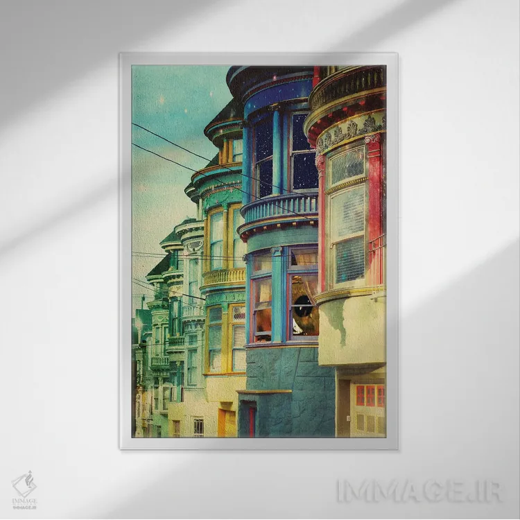 تابلو دکوراتیو پشت پنجره اثر کیکی سی لندن - نمای قابدار سفید