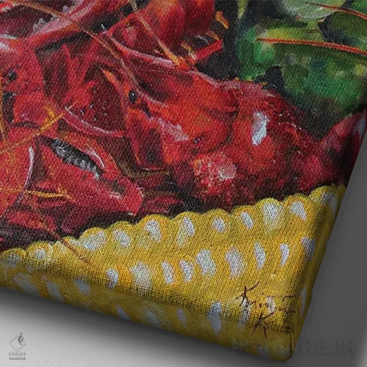 تابلو دکوراتیو آب پز خرچنگ ریز اثر کریستین کاینر - نمای نزدیک بافت بوم