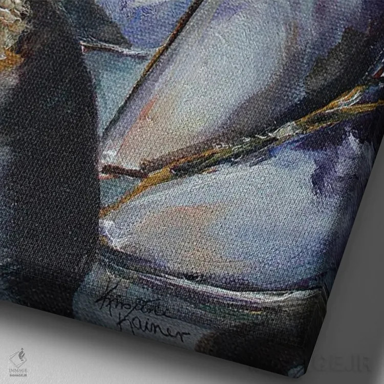 تابلو دکوراتیو پوسته صدف سیاه اثر کریستین کاینر - نمای نزدیک بافت بوم