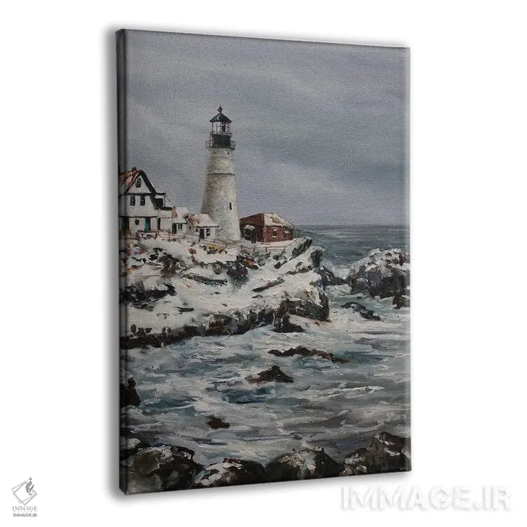 تابلو دکوراتیو فانوس دریایی در زمستان اثر کریستین کاینر - نمای پرسپکتیو محصول