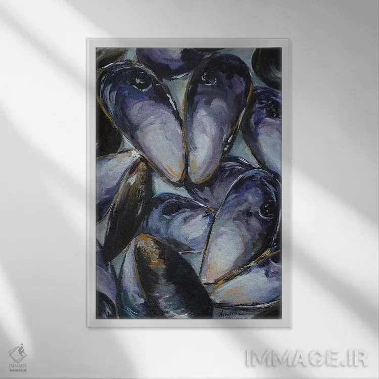 تابلو دکوراتیو پوسته صدف سیاه اثر کریستین کاینر - نمای قابدار سفید