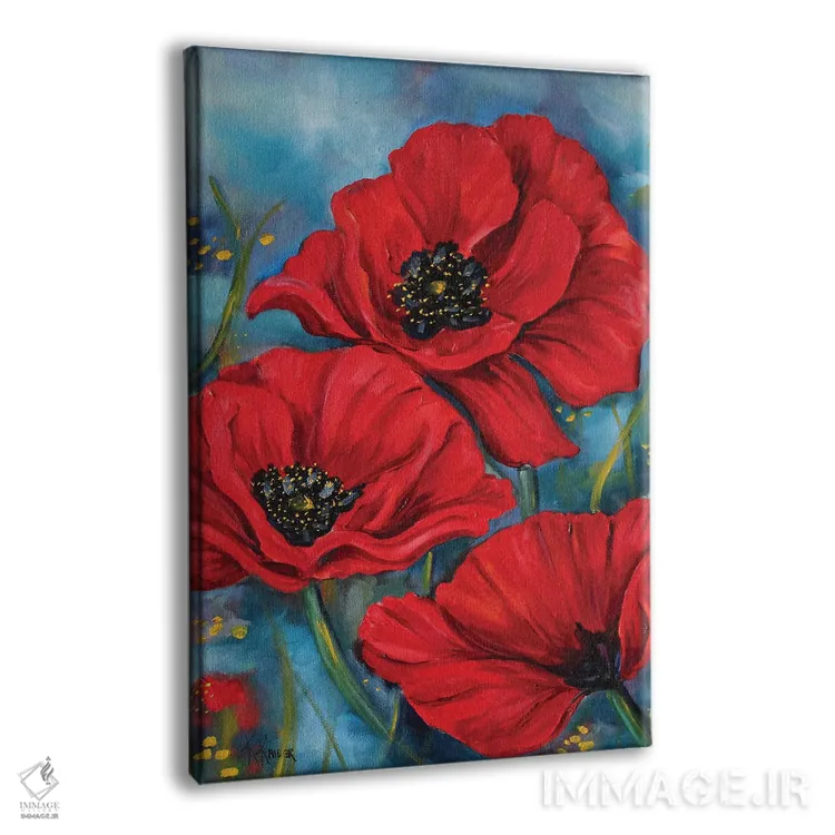 تابلو دکوراتیو شقایق های قرمز اثر کریستین کاینر - نمای پرسپکتیو محصول