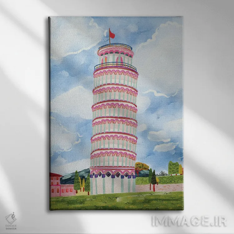 تابلو دکوراتیو برج کج پیزا اثر کارتیکا پارامیتا - نمای روبهرو روی دیوار