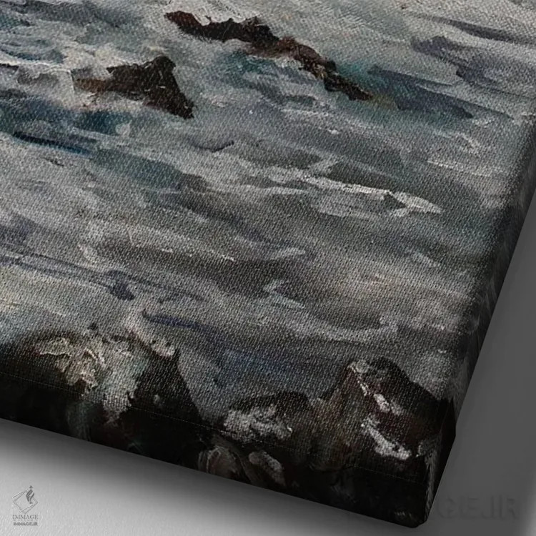 تابلو دکوراتیو فانوس دریایی در زمستان اثر کریستین کاینر - نمای نزدیک بافت بوم