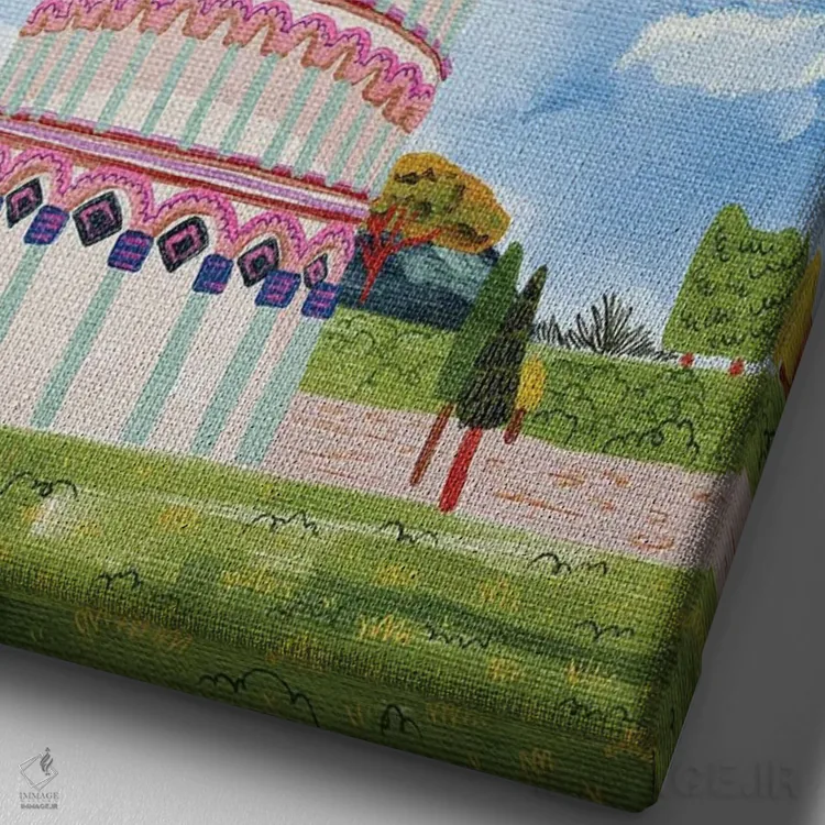 تابلو دکوراتیو برج کج پیزا اثر کارتیکا پارامیتا - نمای نزدیک بافت بوم