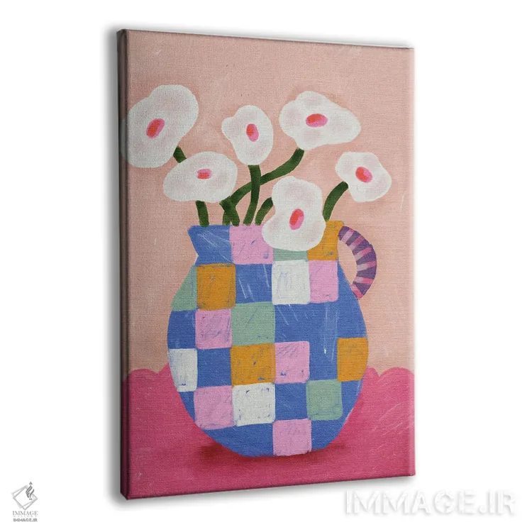 تابلو مدرن گل های انتزاعی در گلدان اثر کارتیکا پارامیتا - نمای پرسپکتیو محصول