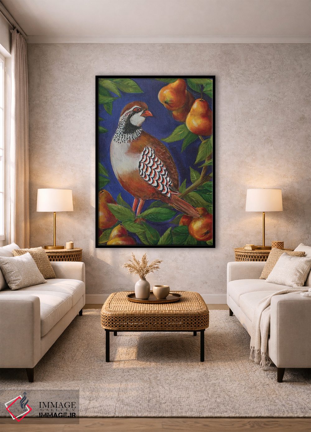 تابلو دکوراتیو بلدرچین روی درخت گلابی اثر کریستین کاینر - D2B