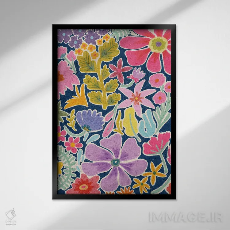 تابلو دکوراتیو فلوریستا اثر کارتیکا پارامیتا - نمای قابدار مشکی