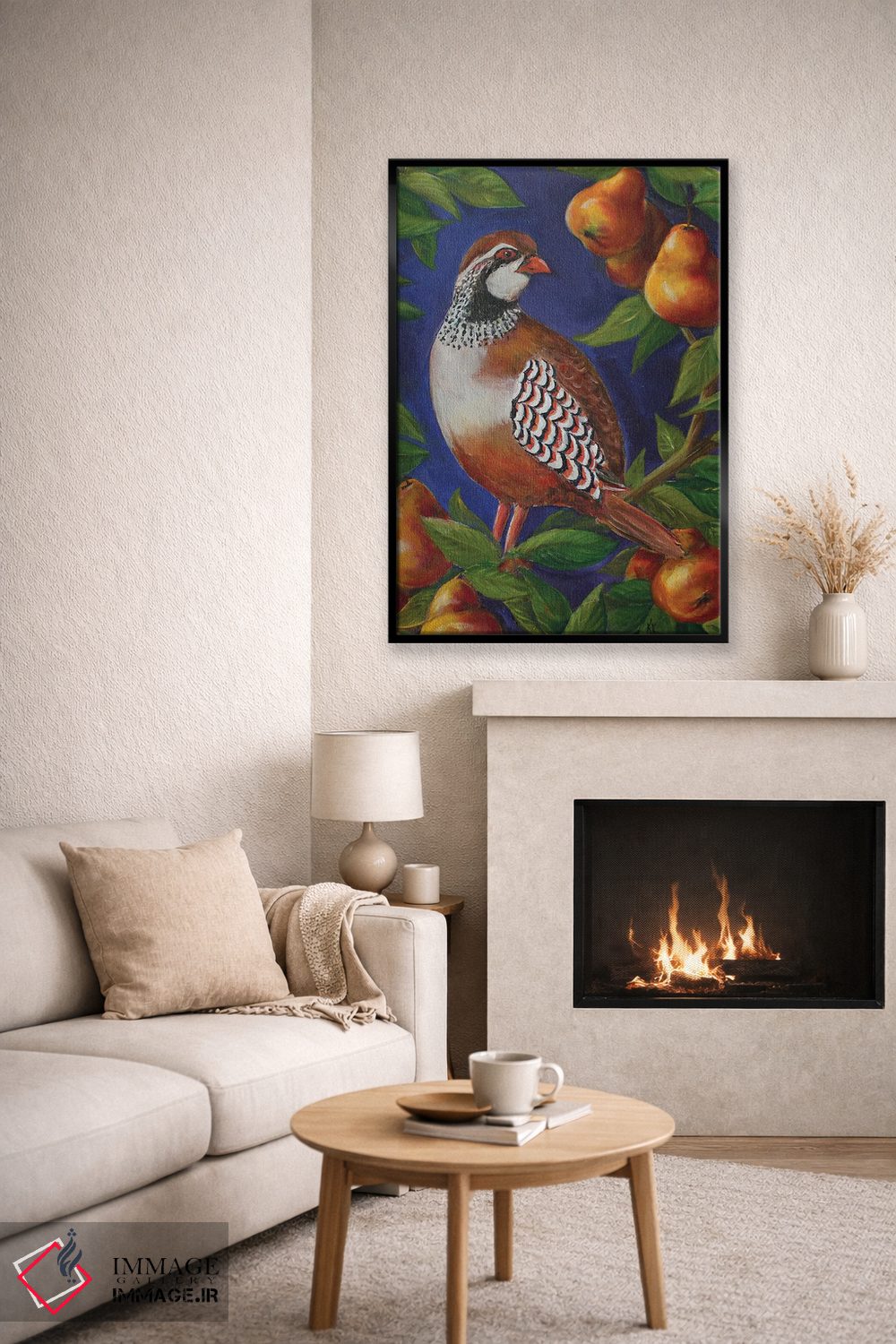 تابلو دکوراتیو بلدرچین روی درخت گلابی اثر کریستین کاینر - D5B