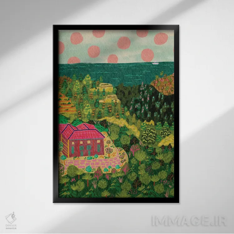 تابلو دکوراتیو در راه ساحل اثر کارتیکا پارامیتا - نمای قابدار مشکی