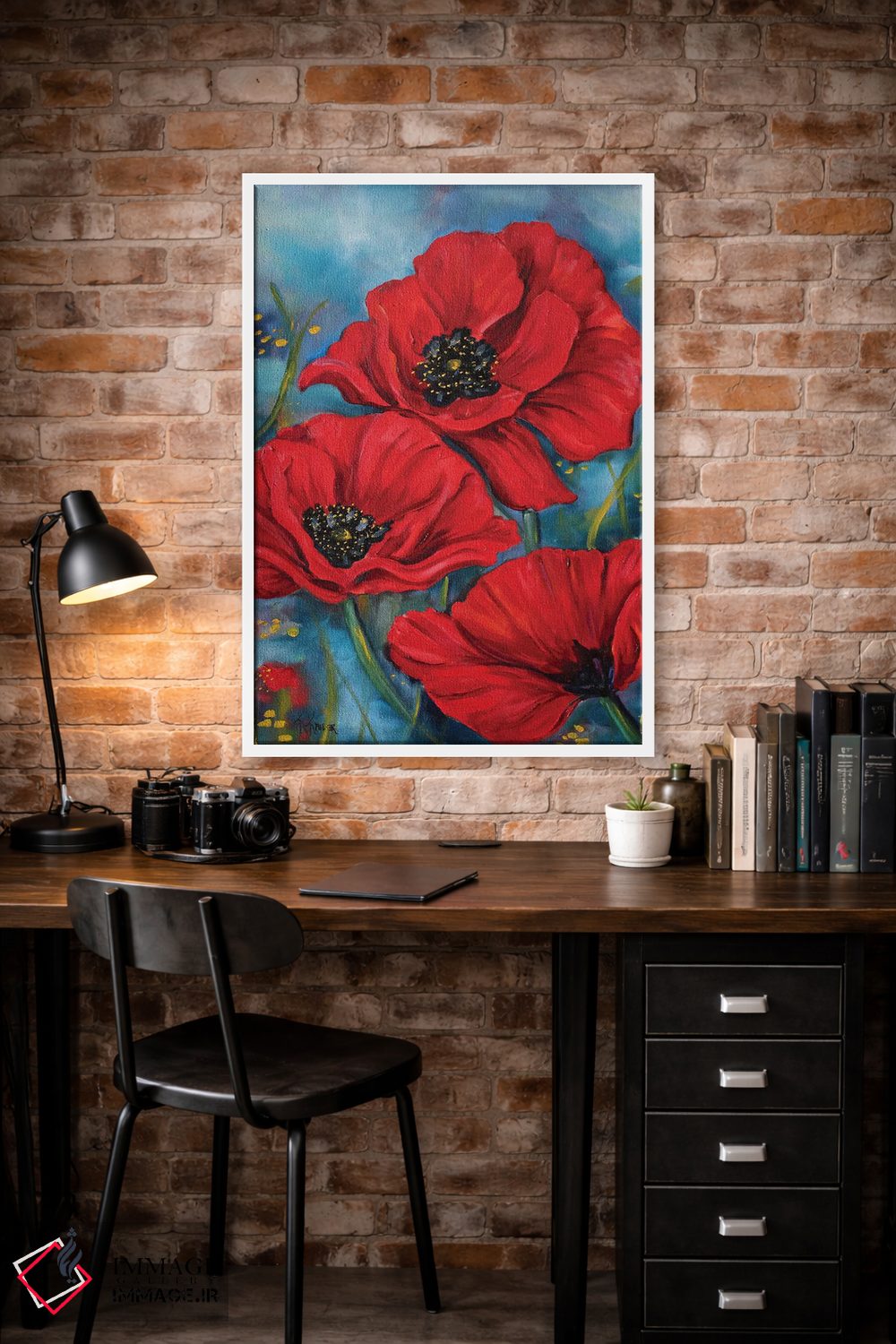 تابلو دکوراتیو شقایق های قرمز اثر کریستین کاینر - D3W