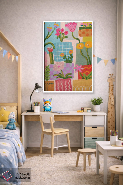 تابلو انتزاعی طرح هندسی برجسته با گل اثر کارتیکا پارامیتا - D1W