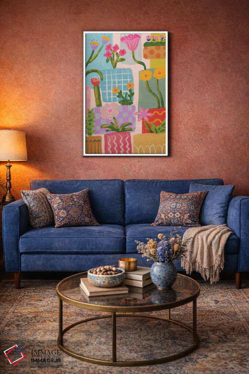 تابلو انتزاعی طرح هندسی برجسته با گل اثر کارتیکا پارامیتا - D3W