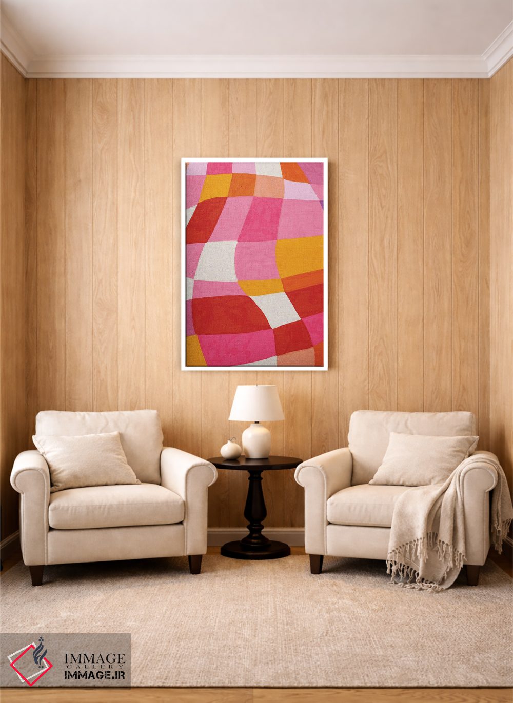 تابلو انتزاعی شطرنجی موج دار اثر کارتیکا پارامیتا - D3W