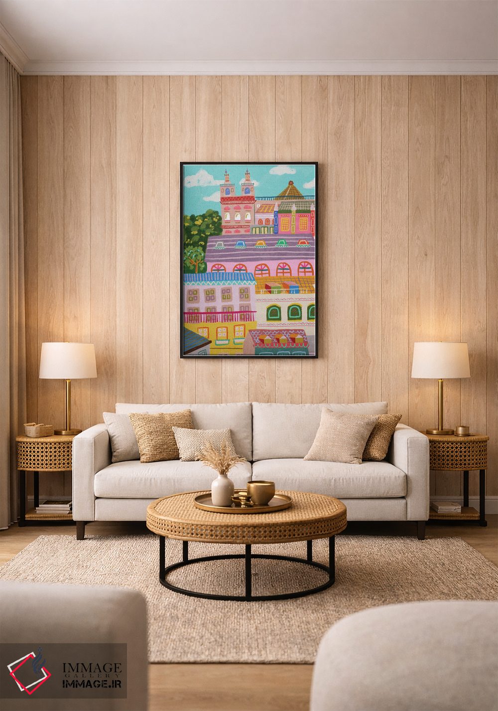 تابلو دکوراتیو لیسبون رنگارنگ اثر کارتیکا پارامیتا - D1B