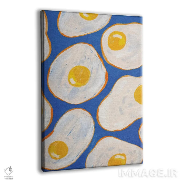 تابلو دکوراتیو تخم مرغ نیمرو آبی اثر کارتیکا پارامیتا - نمای پرسپکتیو محصول