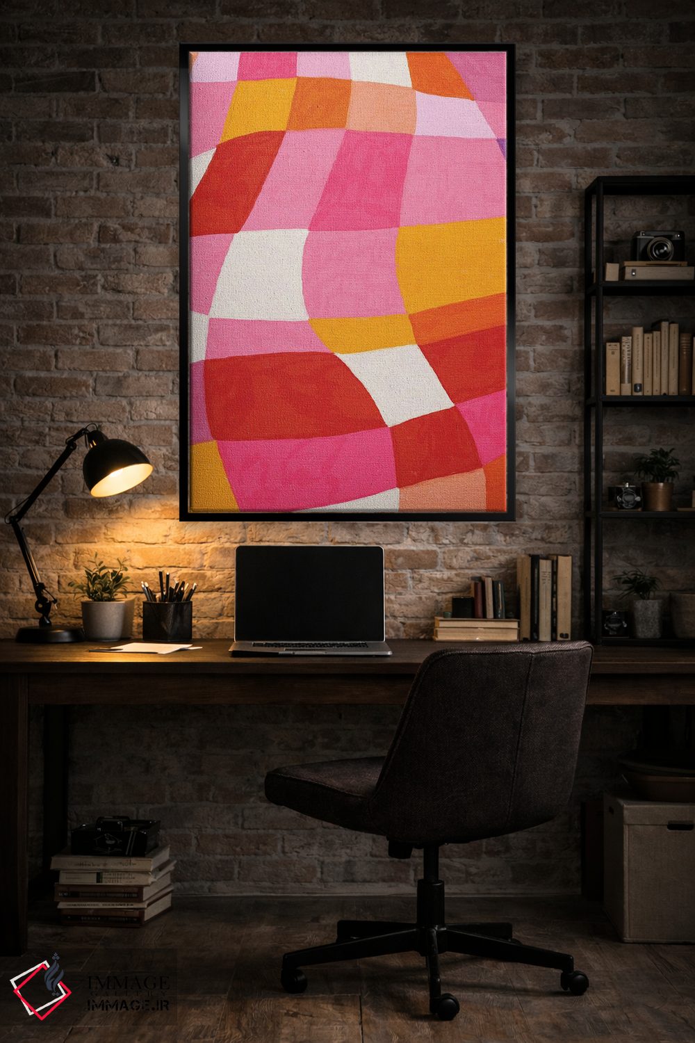 تابلو انتزاعی شطرنجی موج دار اثر کارتیکا پارامیتا - D6B