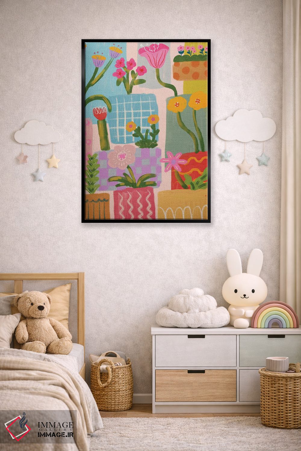 تابلو انتزاعی طرح هندسی برجسته با گل اثر کارتیکا پارامیتا - D6B