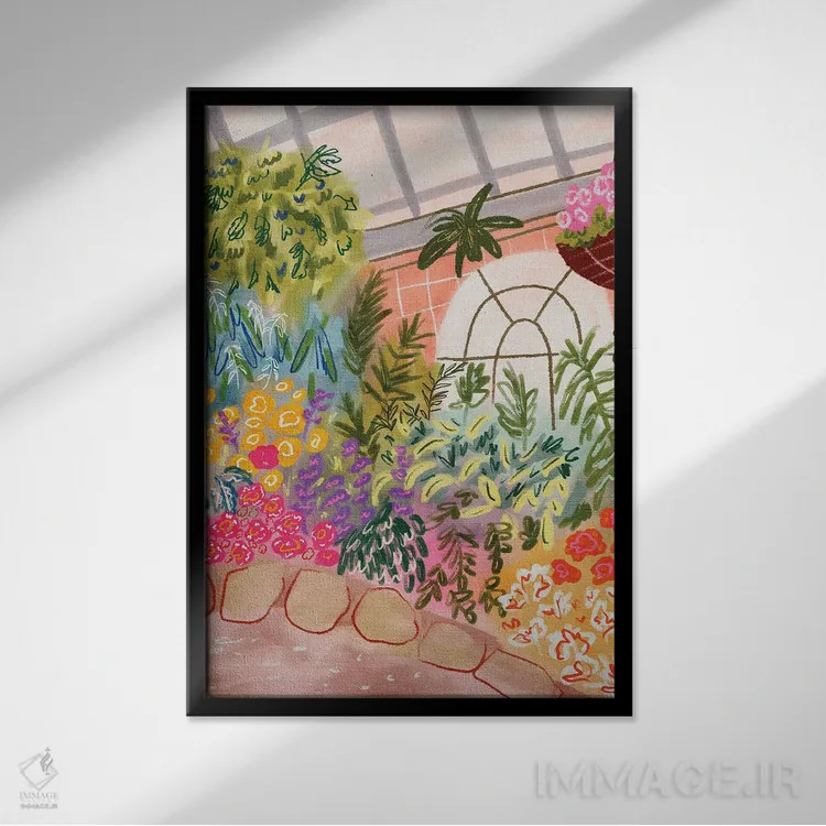 تابلو دکوراتیو باغ گیاه شناسی اثر کارتیکا پارامیتا - نمای قابدار مشکی