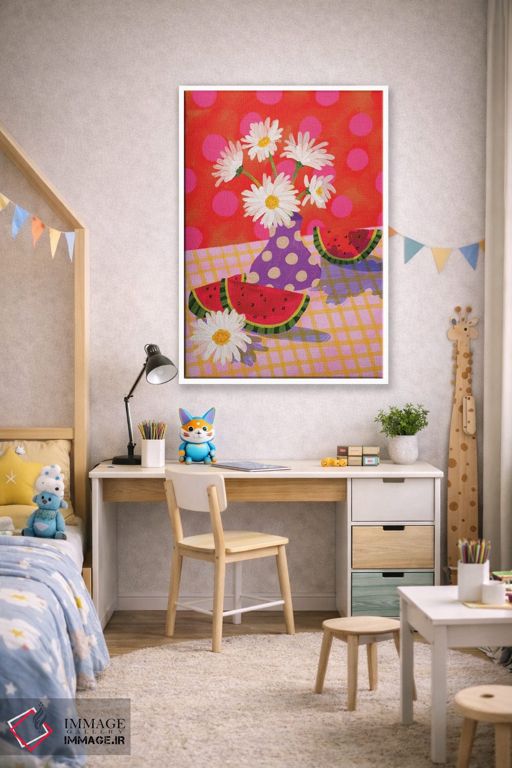 تابلو دکوراتیو گل بابونه و هندوانه اثر کارتیکا پارامیتا - D1W