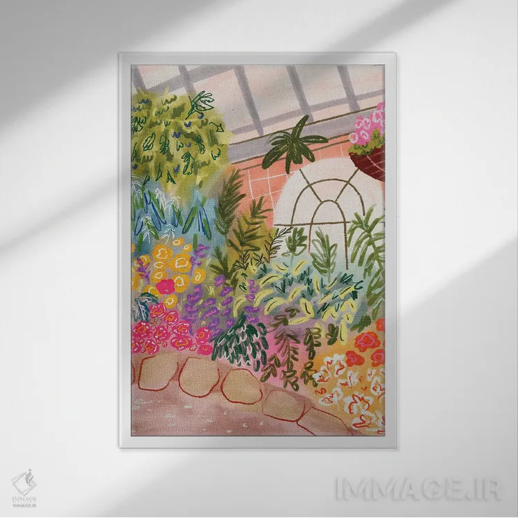 تابلو دکوراتیو باغ گیاه شناسی اثر کارتیکا پارامیتا - نمای قابدار سفید