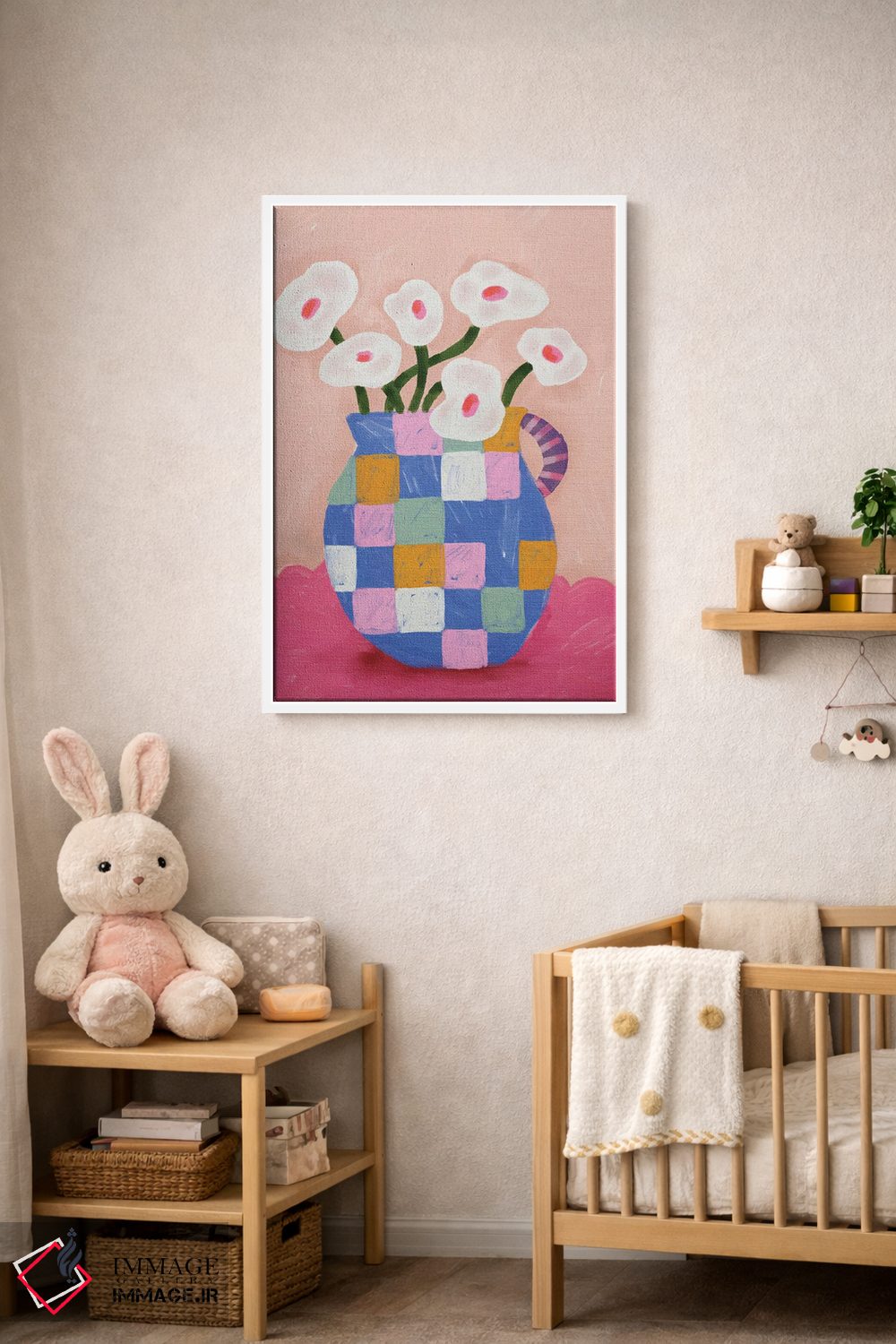 تابلو مدرن گل های انتزاعی در گلدان اثر کارتیکا پارامیتا - D4W