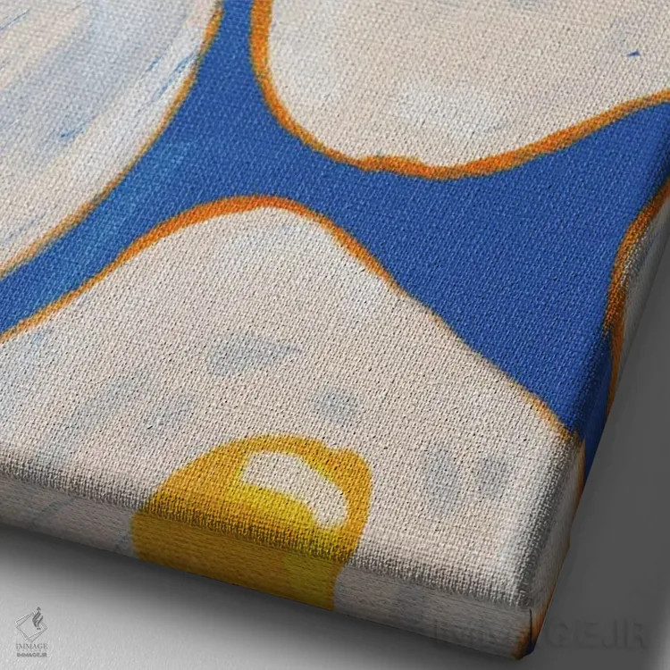 تابلو دکوراتیو تخم مرغ نیمرو آبی اثر کارتیکا پارامیتا - نمای نزدیک بافت بوم