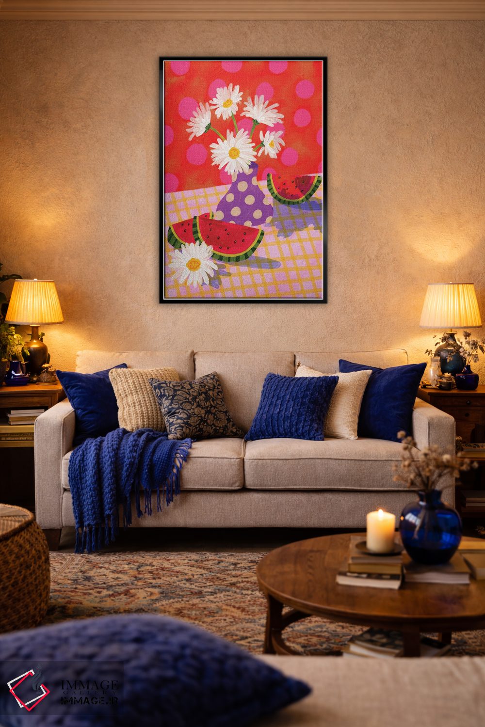 تابلو دکوراتیو گل بابونه و هندوانه اثر کارتیکا پارامیتا - D5B