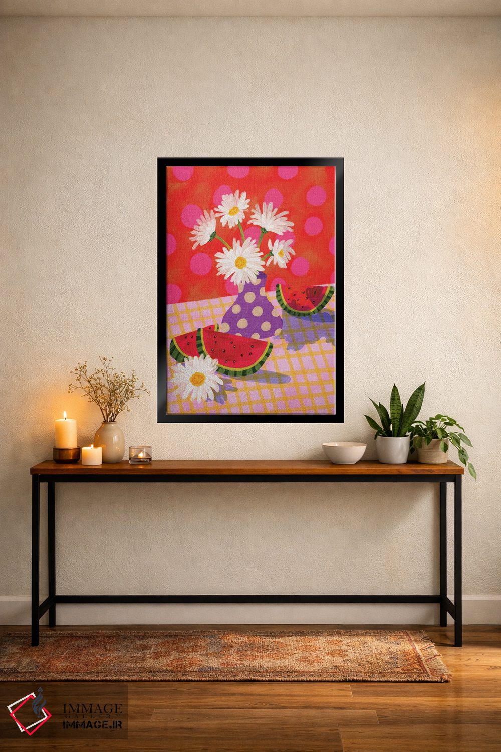 تابلو دکوراتیو گل بابونه و هندوانه اثر کارتیکا پارامیتا - D6B