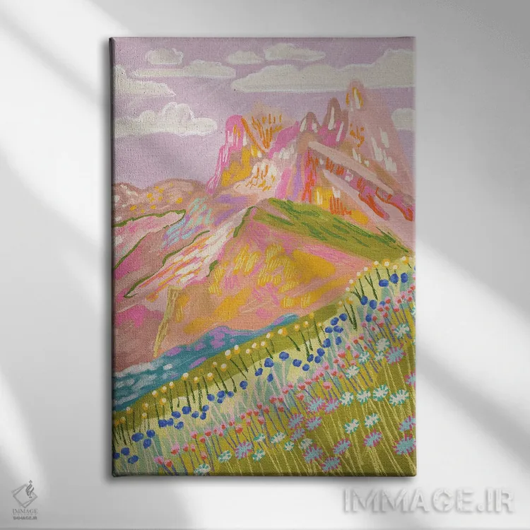 تابلو دکوراتیو کوه رنگارنگ در زمستان اثر کارتیکا پارامیتا - نمای روبهرو روی دیوار