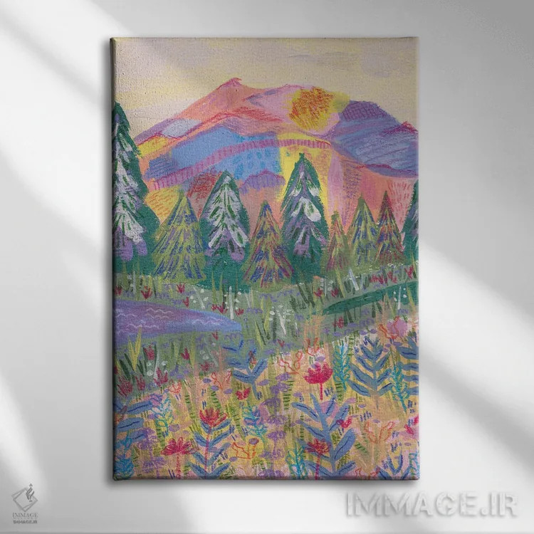 تابلو دکوراتیو کوه رنگارنگ اثر کارتیکا پارامیتا - نمای روبهرو روی دیوار