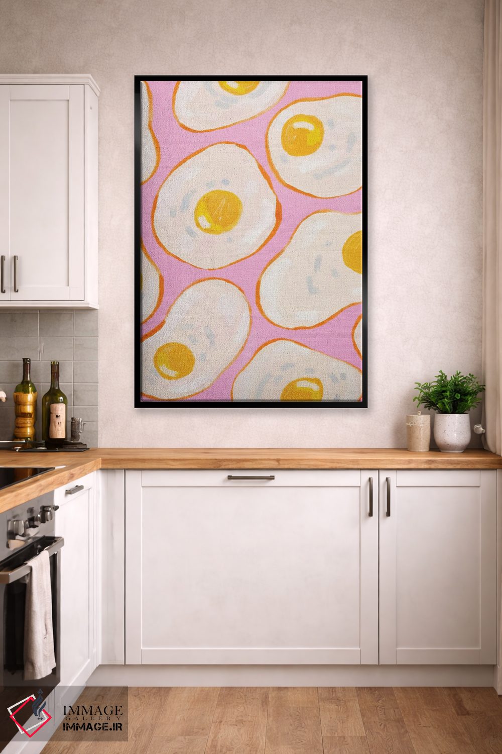 تابلو دکوراتیو تخم مرغ نیمرو صورتی اثر کارتیکا پارامیتا - D2B