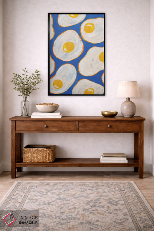 تابلو دکوراتیو تخم مرغ نیمرو آبی اثر کارتیکا پارامیتا - D5B