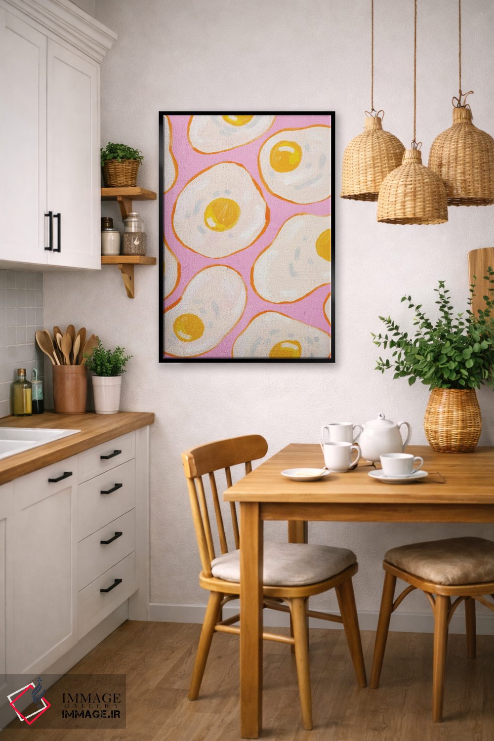 تابلو دکوراتیو تخم مرغ نیمرو صورتی اثر کارتیکا پارامیتا - D5B