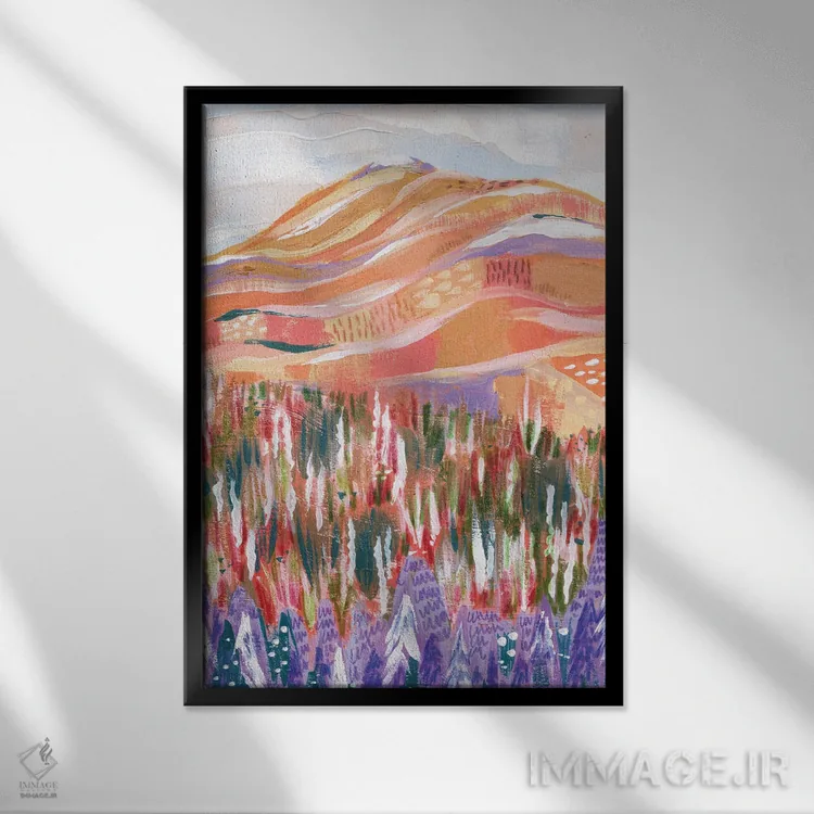 تابلو دکوراتیو کوه رنگارنگ اثر کارتیکا پارامیتا - نمای قابدار مشکی