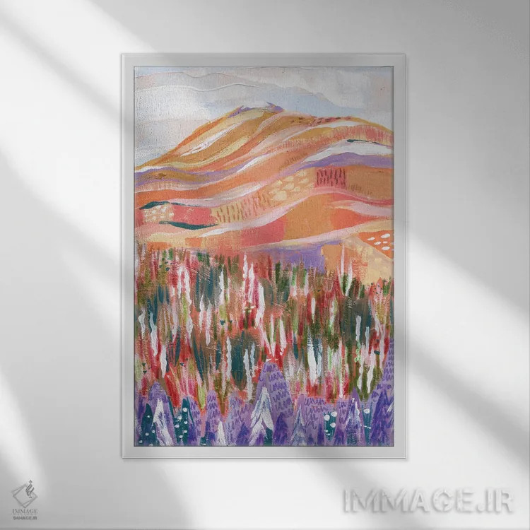 تابلو دکوراتیو کوه رنگارنگ اثر کارتیکا پارامیتا - نمای قابدار سفید