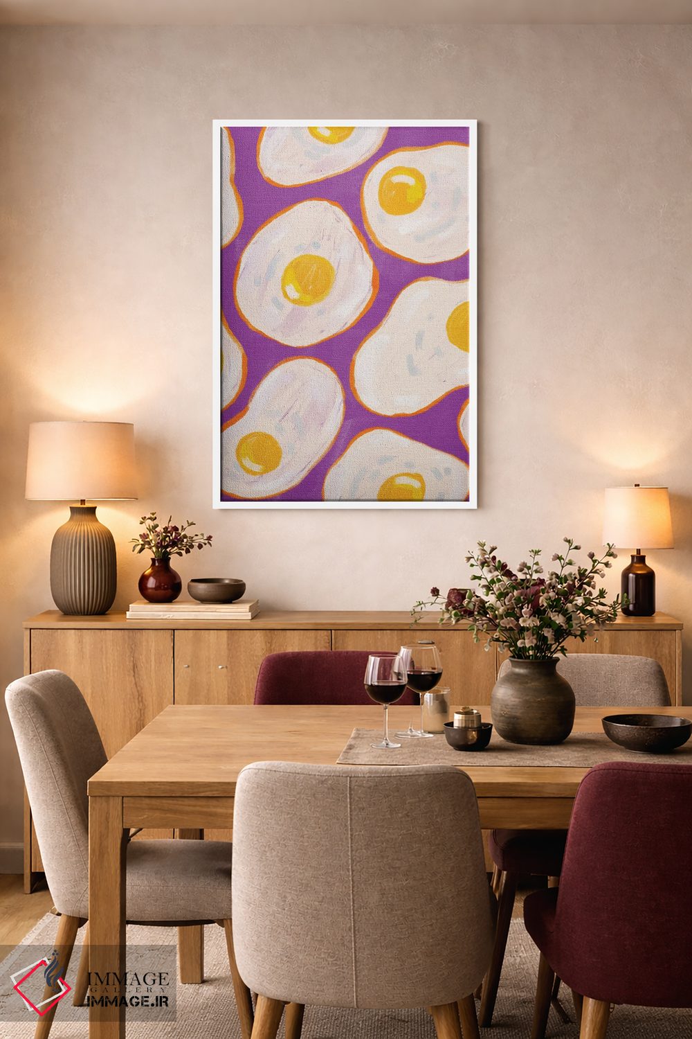 تابلو دکوراتیو تخم مرغ نیمرو بنفش اثر کارتیکا پارامیتا - D4W