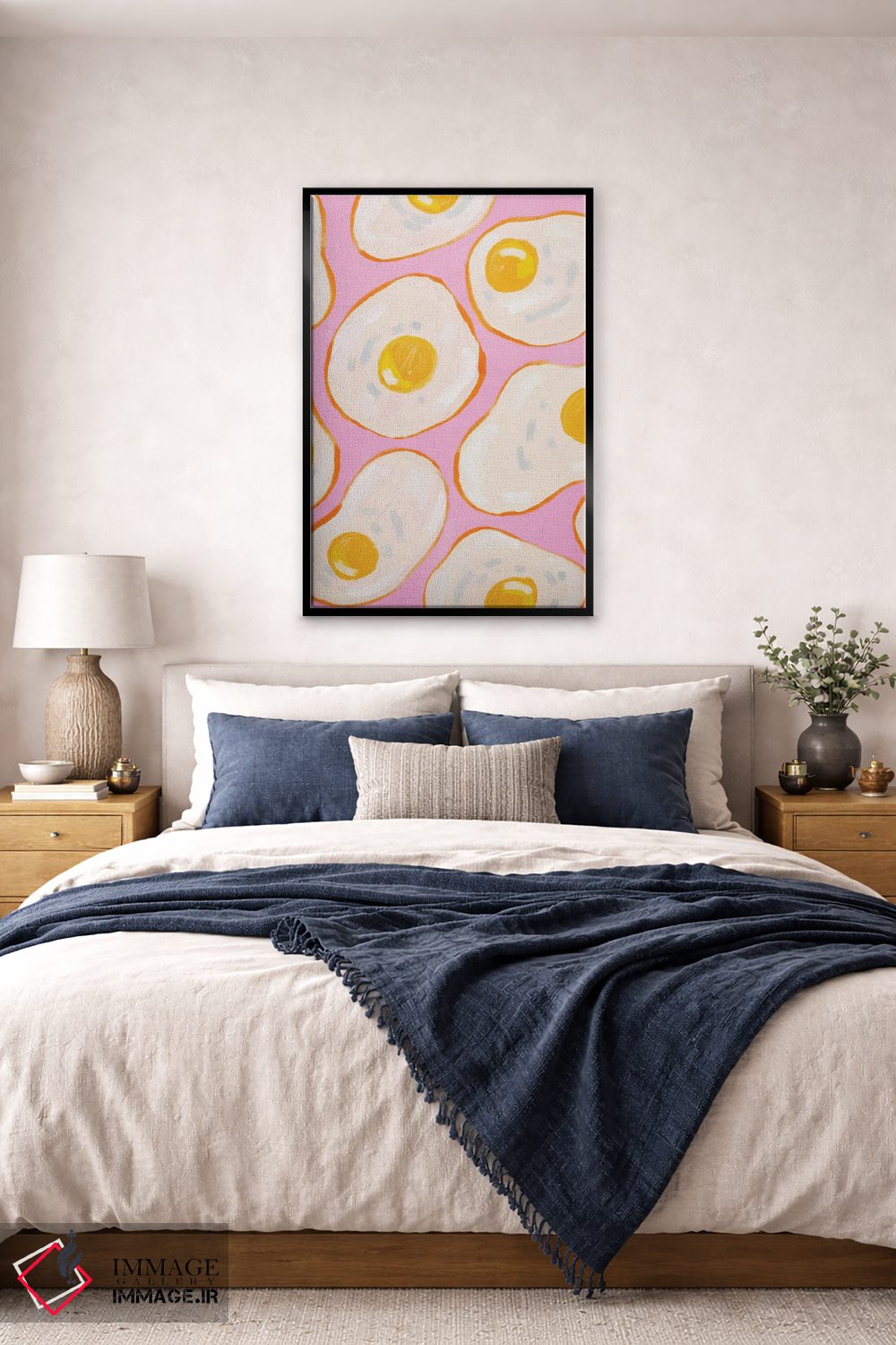 تابلو دکوراتیو تخم مرغ نیمرو صورتی اثر کارتیکا پارامیتا - D6B