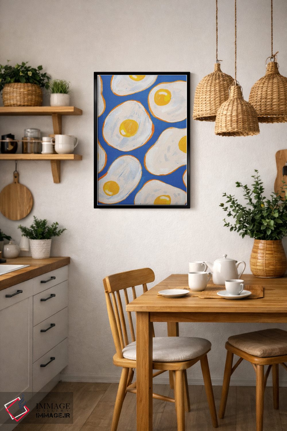 تابلو دکوراتیو تخم مرغ نیمرو آبی اثر کارتیکا پارامیتا - D6B