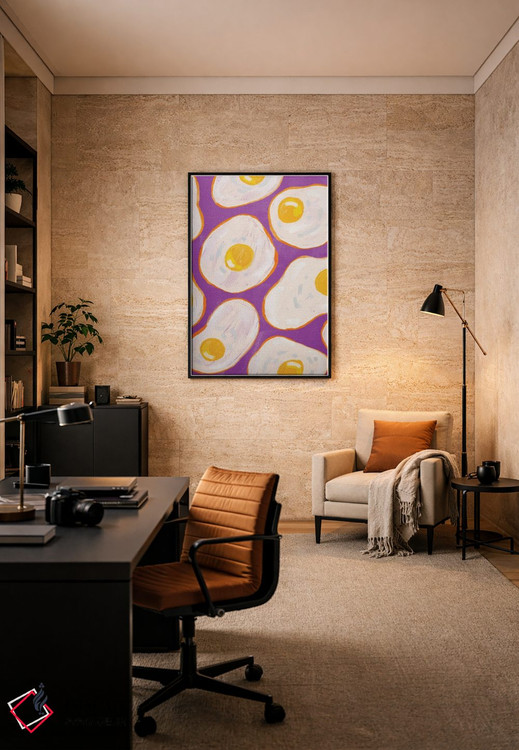 تابلو دکوراتیو تخم مرغ نیمرو بنفش اثر کارتیکا پارامیتا - D6B